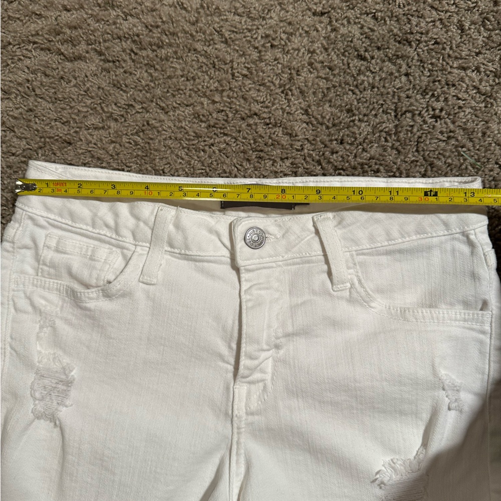 Just USA Women's Frayed Hem White Denim Shorts - Picture 3 of 5